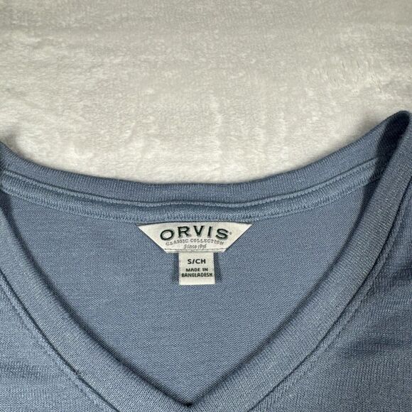 Orvis T-Shirt Women's Small S Short Sleeve V-Neck Blue - Picture 2 of 6